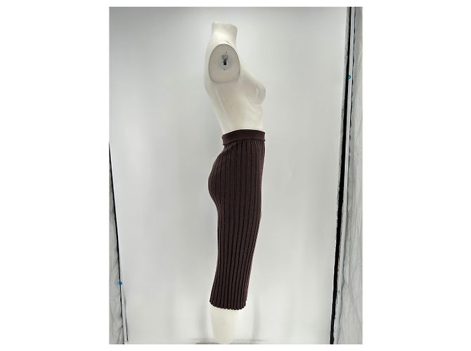 Falda midi de lana marrón Helmut Lang Castaño - vista 3