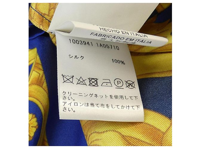 Camicia in seta Versace 1003941 Blu Giallo - vista 3