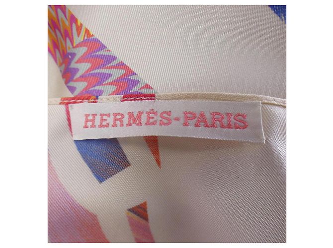 Poncho in seta Twill Reine Hermès Rosso Beige - vista 4