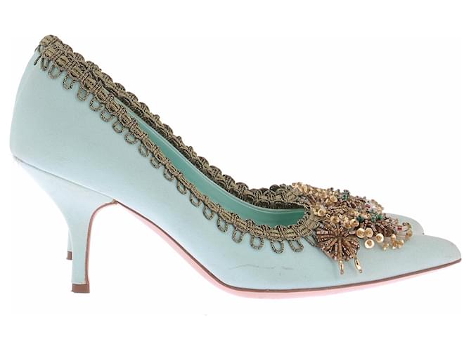 Miu Miu Décolleté turchesi e dorati Blu - vista 2