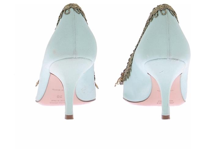 Miu Miu Décolleté turchesi e dorati Blu - vista 5