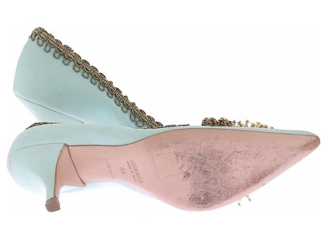Miu Miu Décolleté turchesi e dorati Blu - vista 7
