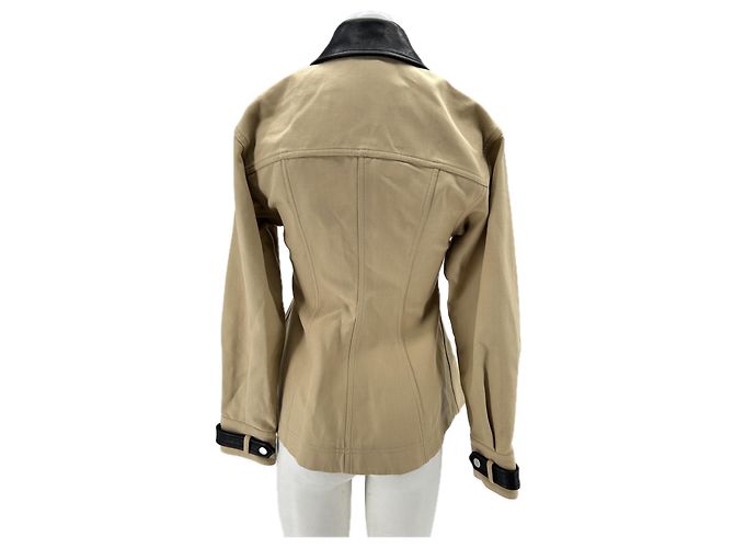 Veronica Beard Beige Jacke mit Lederkragen - Ansicht 2
