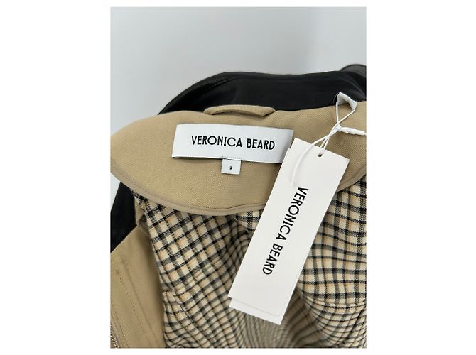 Veronica Beard Beige Jacke mit Lederkragen - Ansicht 5