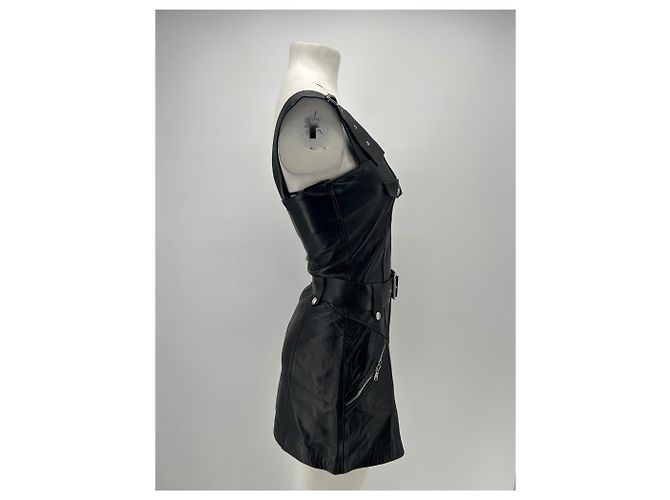 Zara Lederkleid schwarz midi - Ansicht 3