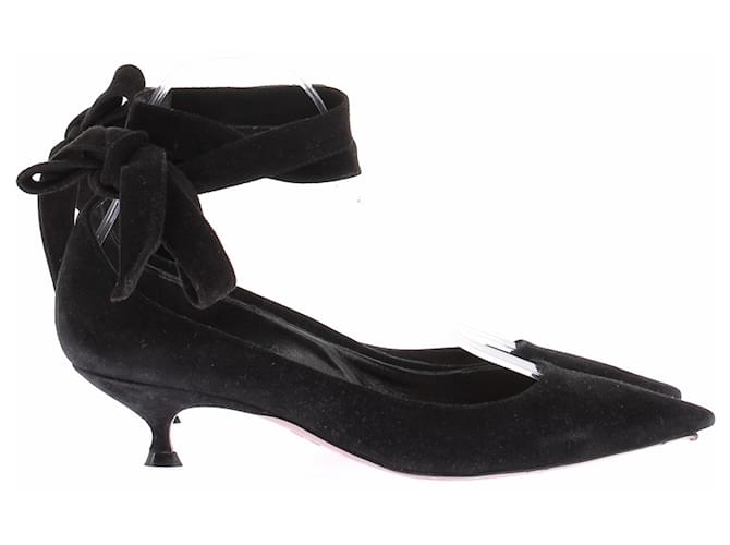 Dior Décolleté in scamosciato nero, punta affusolata e lacci - vista 2