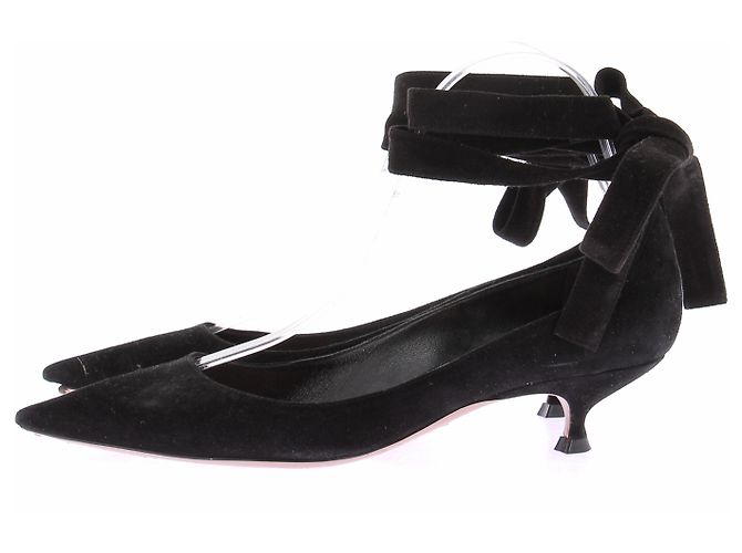 Dior Décolleté in scamosciato nero, punta affusolata e lacci - vista 3