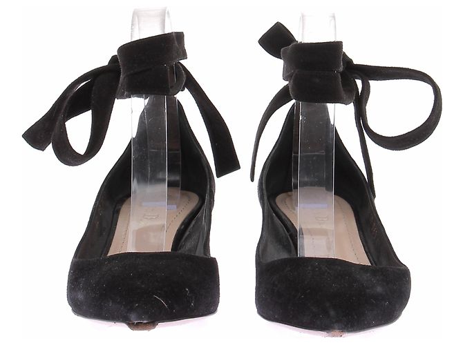 Dior Décolleté in scamosciato nero, punta affusolata e lacci - vista 4