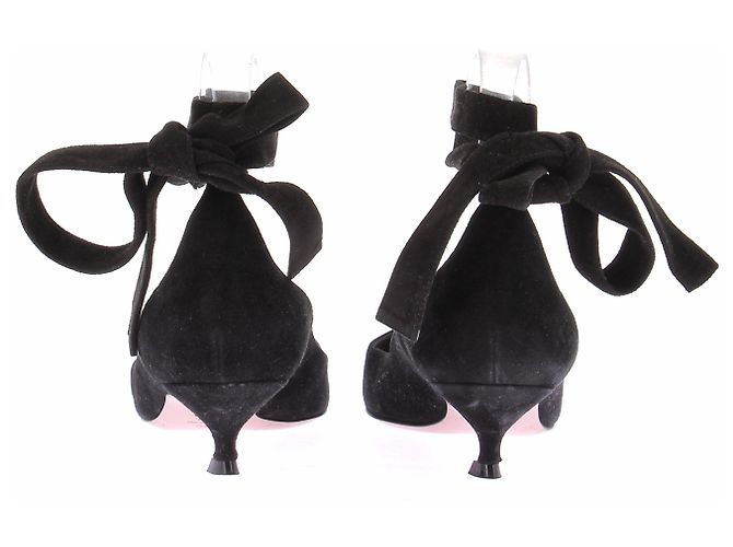 Dior Décolleté in scamosciato nero, punta affusolata e lacci - vista 5