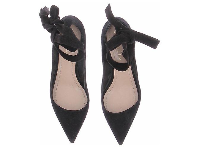 Dior Décolleté in scamosciato nero, punta affusolata e lacci - vista 6