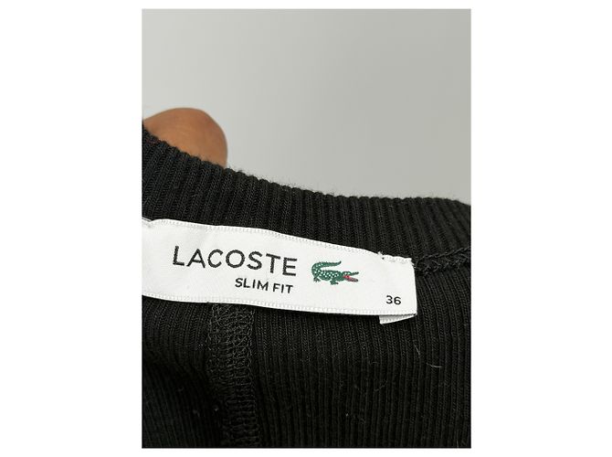Lacoste Canotta nera a coste Nero - vista 5