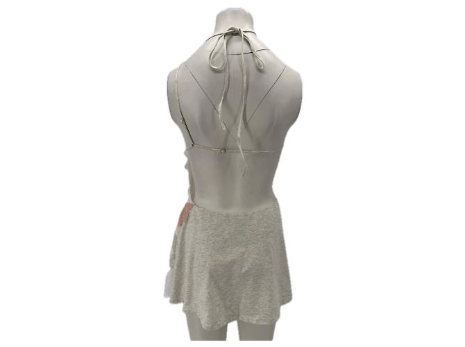 Autre Marque Vestido asimétrico de dos materiales Gris - view 2