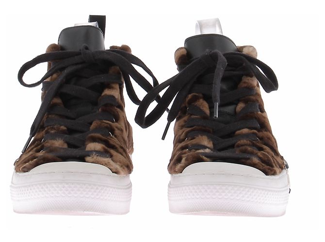Dior Sneaker aus braunem Kunstpelz - Ansicht 4