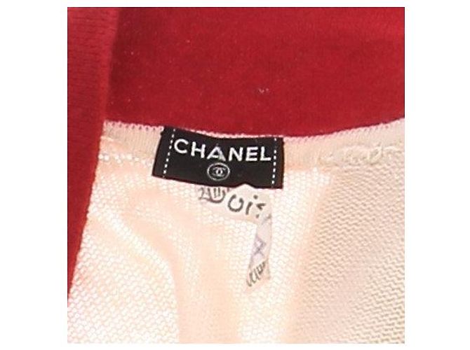 Chanel Cardigan creme mit rotem Kragen S Beige - Ansicht 5