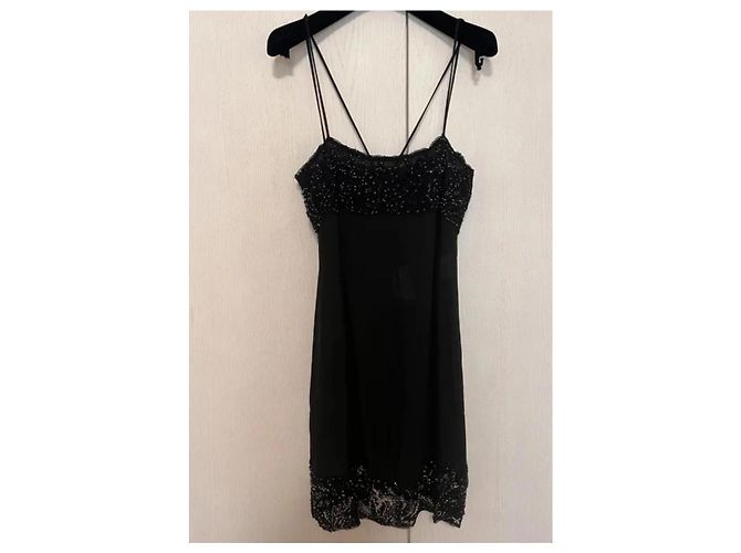 Medusa Versace Vestido Maxi Transparente Negro con Pedrería y Capa - vista 7