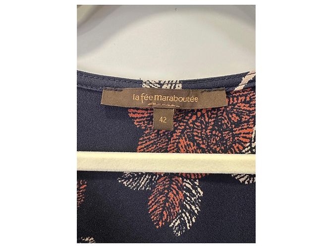 La Fée Maraboutée Florale Bluse - Marineblau & Orange Weiß - Ansicht 3