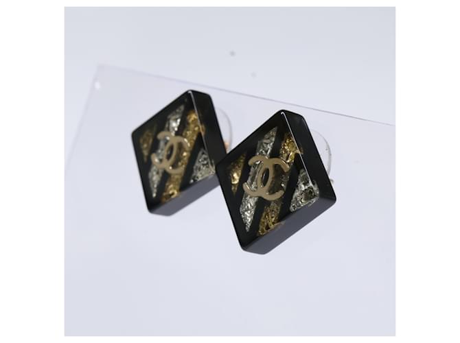 Chanel 16C Coco Mark Eckige Ohrringe Schwarz - Ansicht 3