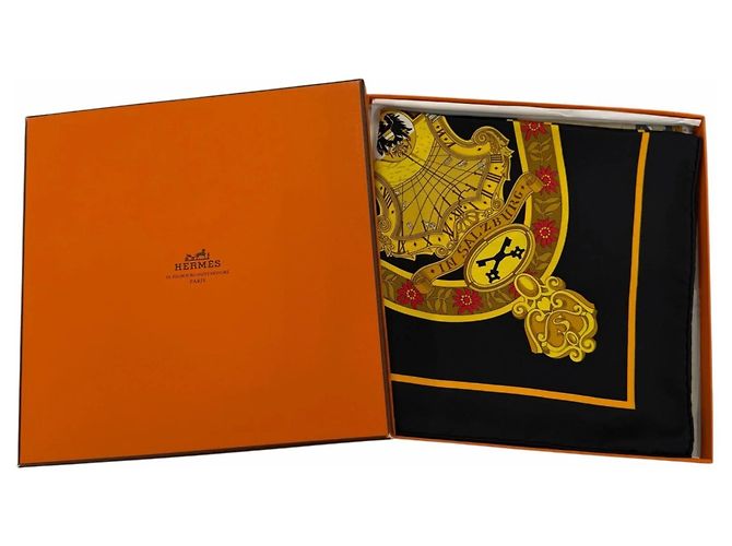 Hermès Pañuelo de seda negro Hermes - vista 2