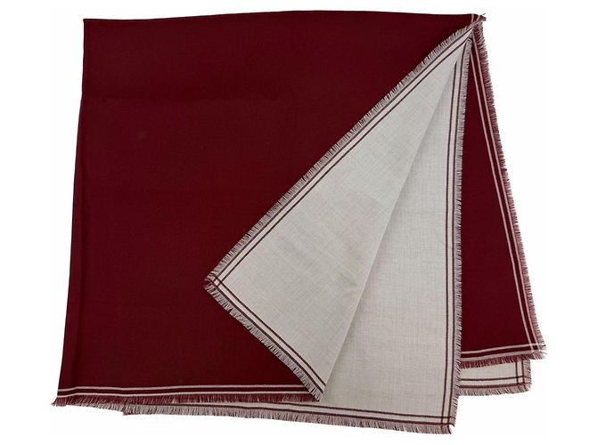 Hermès Chal de cachemira Carre Geant Hermes Burdeos Blanco roto - vista 2