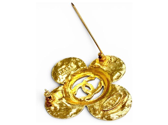 Spilla Chanel Vintage Coco Mark Motivo Floreale D'oro - vista 4