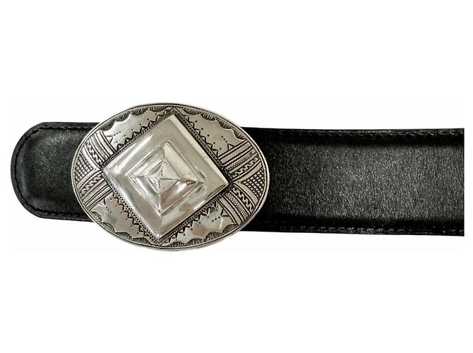 Hermès HERMES Toareg Ledergürtel mit SV925 Silber Schnalle Schwarz - Ansicht 6