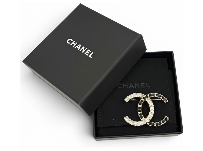 Chanel Coco Mark Strass-Brosche Schwarz Golden - Ansicht 2