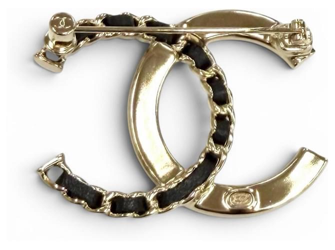 Chanel Coco Mark Strass-Brosche Schwarz Golden - Ansicht 3