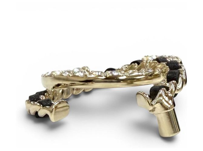 Chanel Coco Mark Strass-Brosche Schwarz Golden - Ansicht 4
