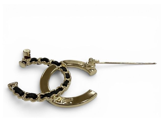 Chanel Coco Mark Strass-Brosche Schwarz Golden - Ansicht 5