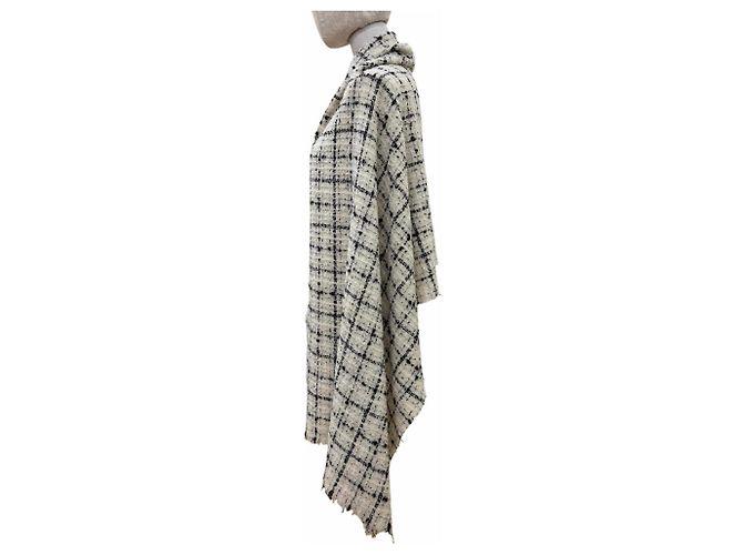 Stola in misto cashmere Chanel Nero Bianco - vista 4