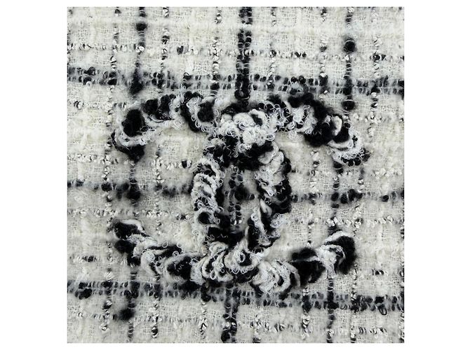 Stola in misto cashmere Chanel Nero Bianco - vista 6