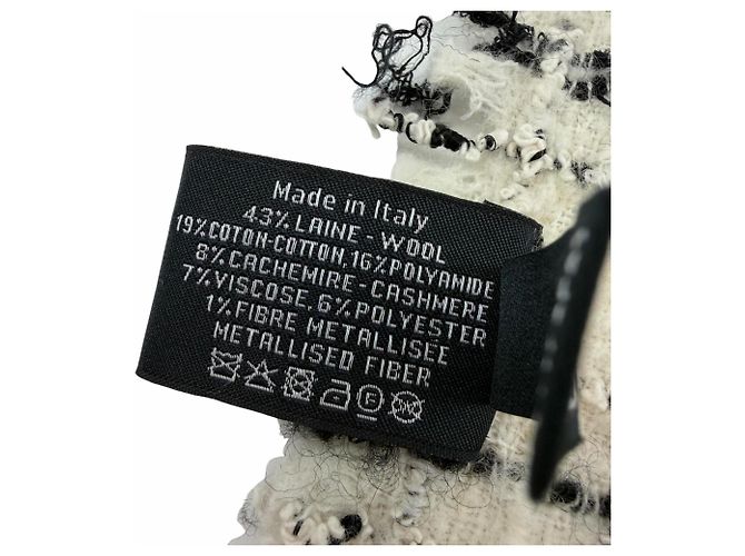 Stola in misto cashmere Chanel Nero Bianco - vista 9