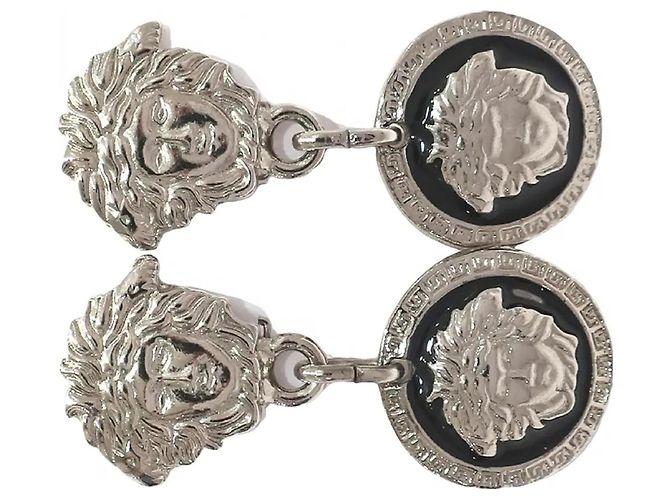 Gianni Versace Orecchini a clip Medusa Nero Bianco - vista 5
