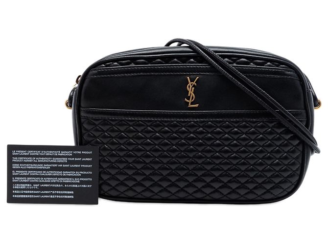 Borsa a tracolla Victoire in agnello trapuntato nero Saint Laurent - vista 6