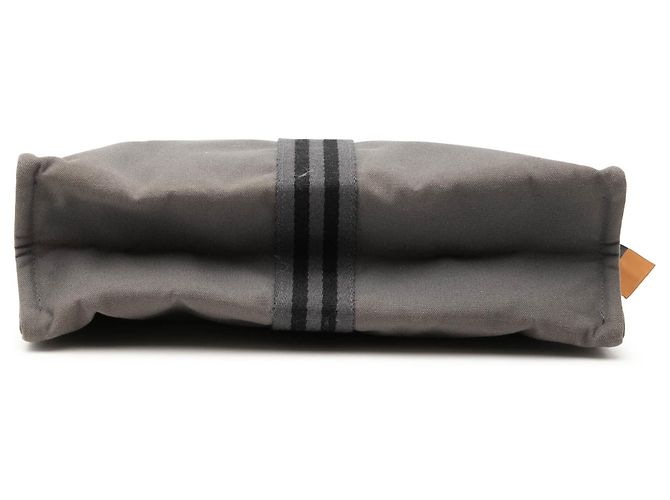 Hermès Fourre Tout Clutch aus grauem Canvas Braun - Ansicht 3