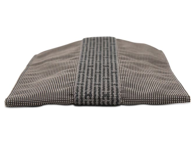 Pochette Herline in tela grigia Hermès Marrone - vista 3