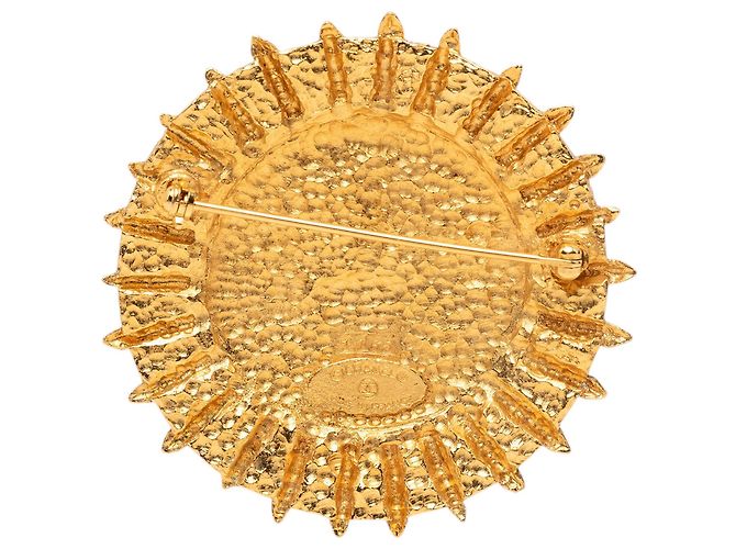 Spilla Chanel Gold Gold Plated Coat Of Arms Medallion Sunburst D'oro - vista 2