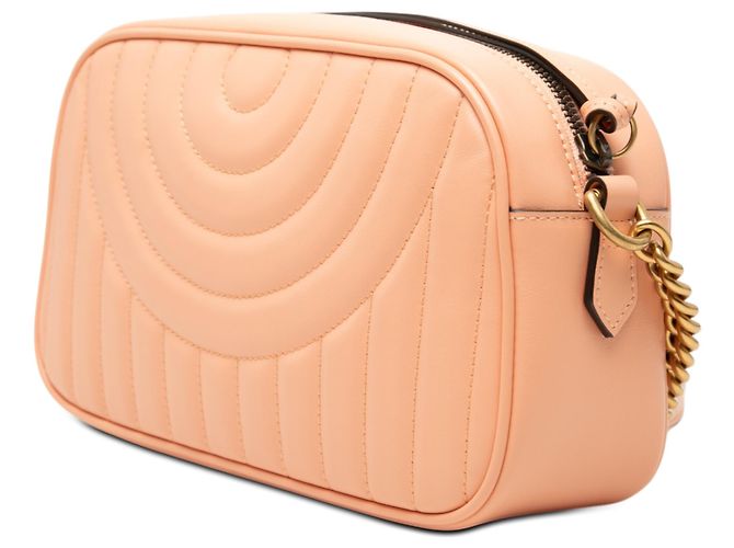 Borsa a tracolla verticale Gucci Orange Small GG Marmont Matelasse in pelle di vitello con anello Arancione Pesca - vista 2
