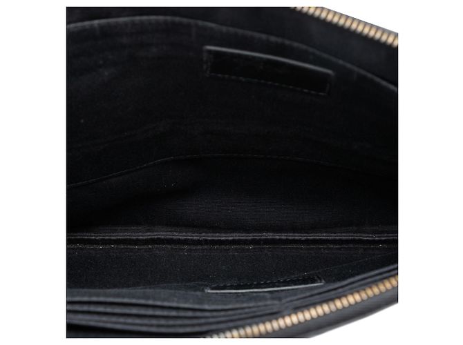 Portadocumenti con monogramma in pelle nera con stampa coccodrillo Saint Laurent Nero - vista 4