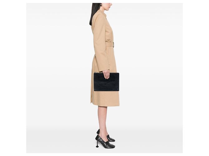 Portadocumenti con monogramma in pelle nera con stampa coccodrillo Saint Laurent Nero - vista 5