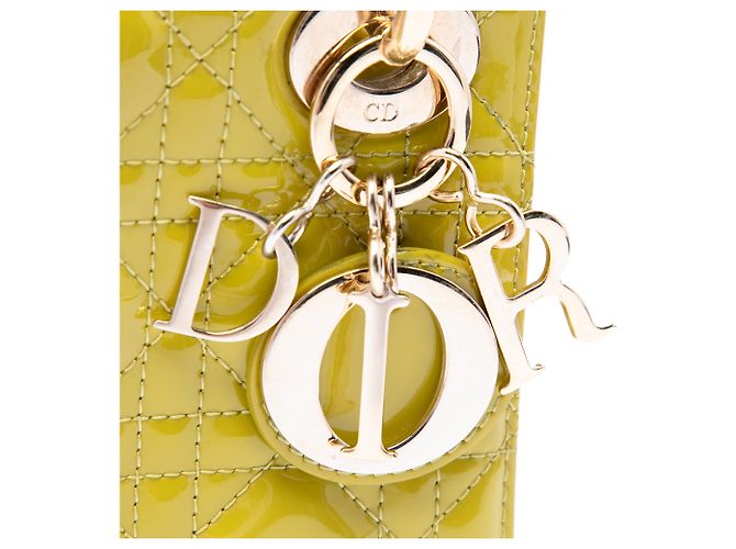 Dior Yellow Mini Patent Cannage Lady Dior - view 5
