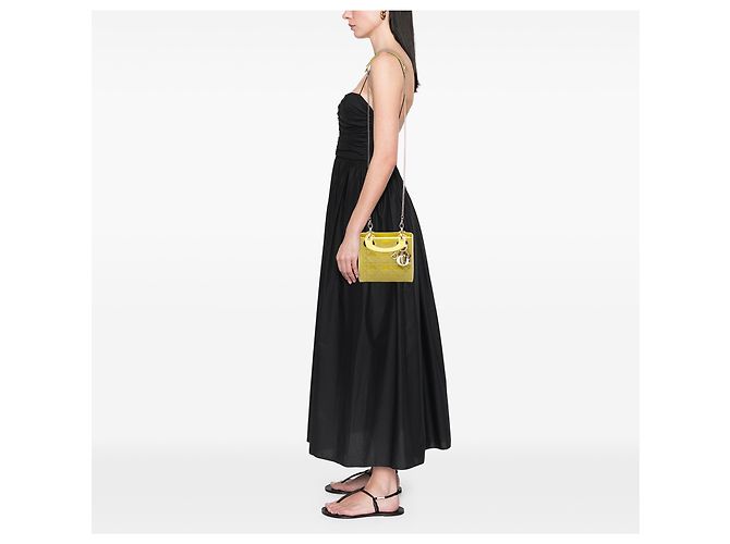 Dior Yellow Mini Patent Cannage Lady Dior - view 6