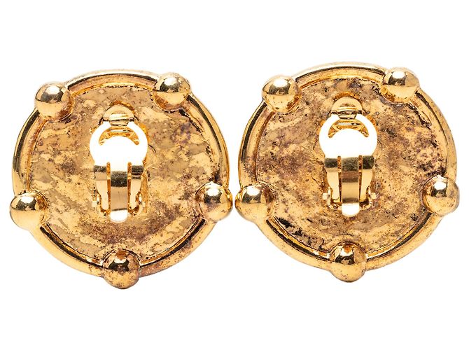 Orecchini Chanel Gold CC tondi placcati oro con clip D'oro - vista 2