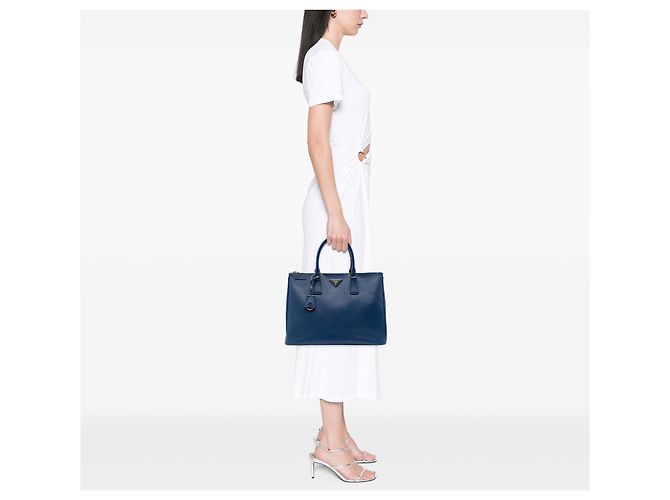 Prada Blue Large Saffiano Lux Galleria Double Zip Tote Blau - Ansicht 6