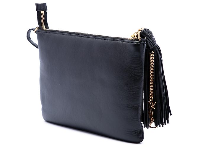 Borsa a tracolla Teen Monogram in pelle nera Saint Laurent Nero - vista 2