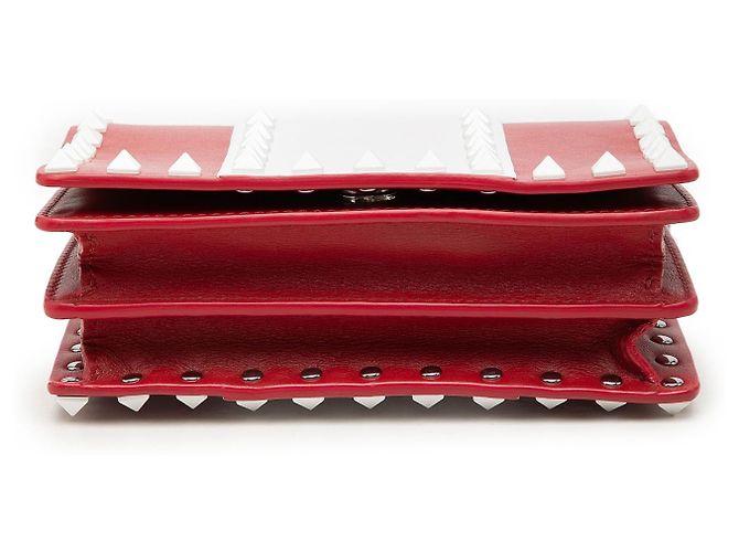 Portafoglio con catena Valentino in pelle colorblock Rockstud Rosso - vista 3