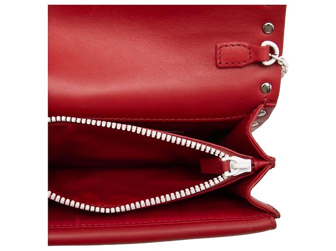 Portafoglio con catena Valentino in pelle colorblock Rockstud Rosso - vista 4