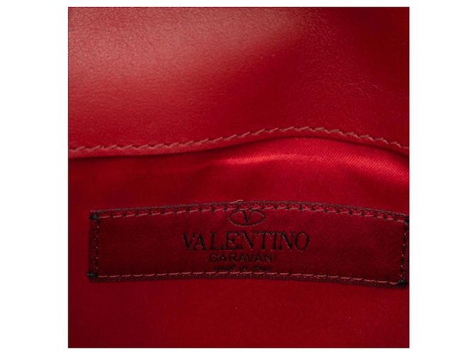 Portafoglio con catena Valentino in pelle colorblock Rockstud Rosso - vista 5