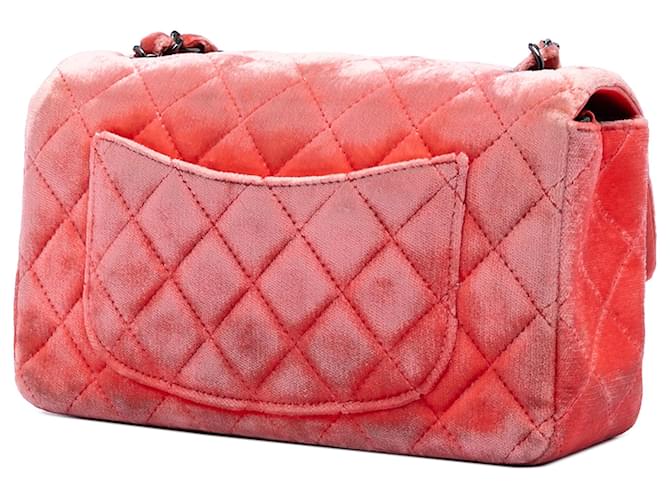 Chanel Orange Mini Rectangular Classic Velvet Single Flap Arancione Pesca - vista 2