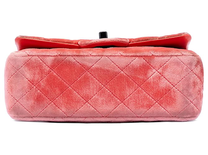 Chanel Orange Mini Rectangular Classic Velvet Single Flap Arancione Pesca - vista 3